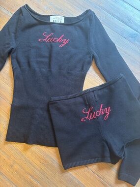 Rare!  Frankie’s bikinis x Bella Hadid black lucky sweater set